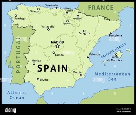 mappa della Spagna con evidenziate le città con cliniche di fertilità