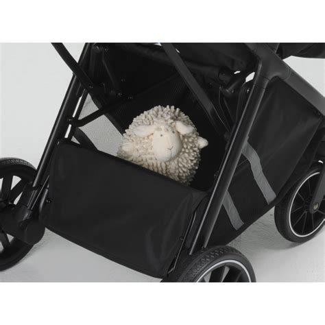 Cestello portaoggetti di un passeggino con dettagli rifrangenti