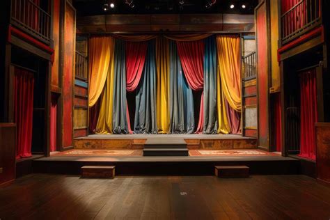 una scenografia teatrale vuota che rappresenta l'idea di un'aula scolastica trasfigurata