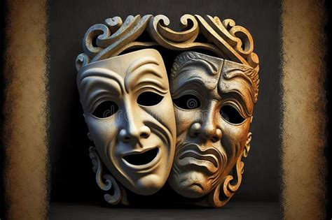 Rappresentazione concettuale di una maschera teatrale che ride e piange contemporaneamente