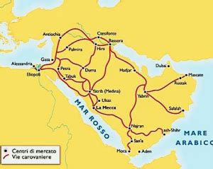 mappa antica della penisola arabica e delle rotte carovaniere