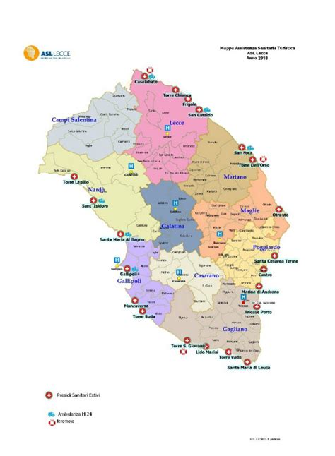 Mappa del territorio di Sassari e dei presidi sanitari estivi