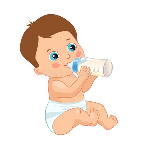 Illustrazione di un neonato che beve da un biberon