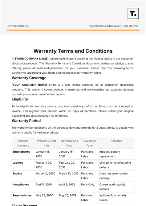 Warranty conditions diagram