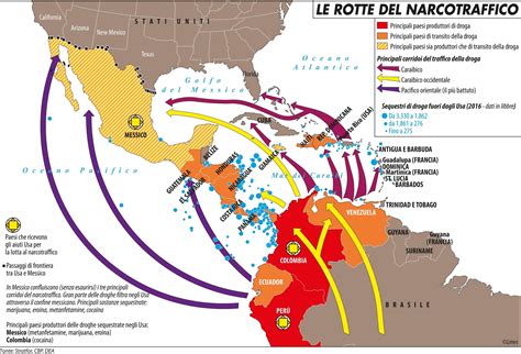 mappa concettuale delle principali rotte del narcotraffico globale