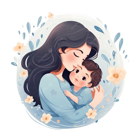 Illustrazione di una madre con espressione malinconica mentre tiene in braccio il suo bambino, con un'atmosfera grigia e pensierosa intorno a loro