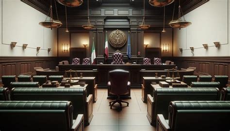 rappresentazione grafica di un'aula di tribunale che simboleggia la risoluzione di controversie amministrative