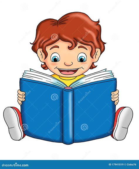 Illustrazione di un bambino che legge un libro