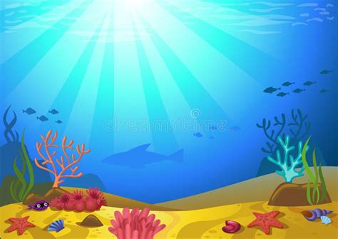 illustrazione fantastica di un fondale marino stilizzato per decorare le pareti di una scuola