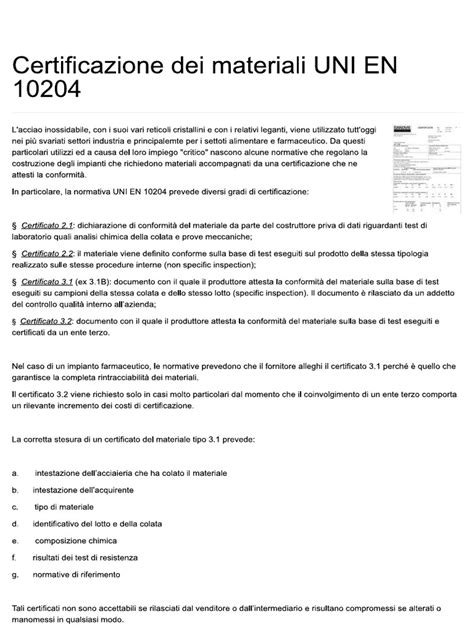Certificazione materiali atossici