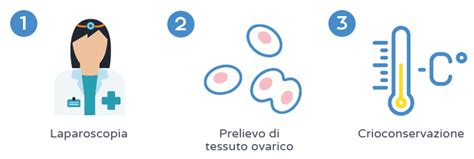 Diagramma che illustra la procedura di crioconservazione del tessuto ovarico