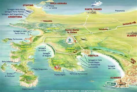 Mappa delle spiagge di Alghero