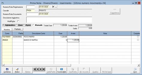 Esempio di registrazione per il pagamento a un fornitore