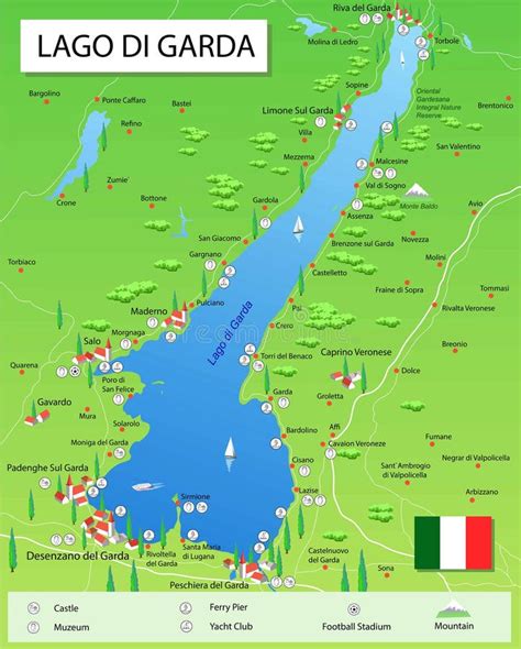 Mappa del Lago di Garda con Toscolano-Maderno