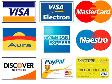 Loghi delle principali carte di credito accettate (Visa, Mastercard, American Express, Postepay)