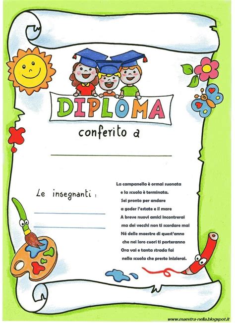 Attestati e diplomi per la scuola dell'infanzia