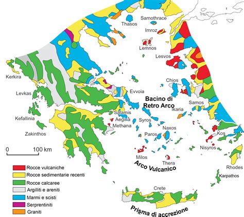 Mappa geologica semplificata della Grecia