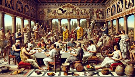Roman banquet scene with various drinks
