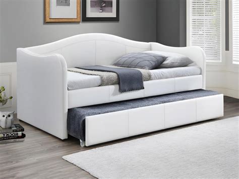 Letto estraibile divano MANLY in colore bianco, con cassetto estratto