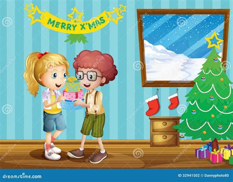 Due bambini che si scambiano pacchetti regalo contenenti libri