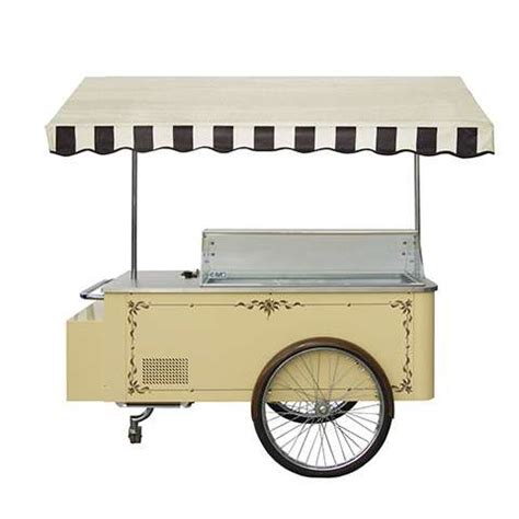 illustrazione vintage di un carretto dei gelati con coni color blu elettrico