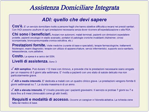 Schema dei livelli di assistenza domiciliare