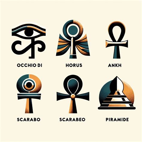 Antichi geroglifici egizi con simboli legati ai colori