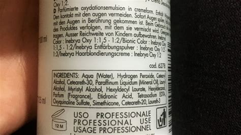 INCI label example on a baby product