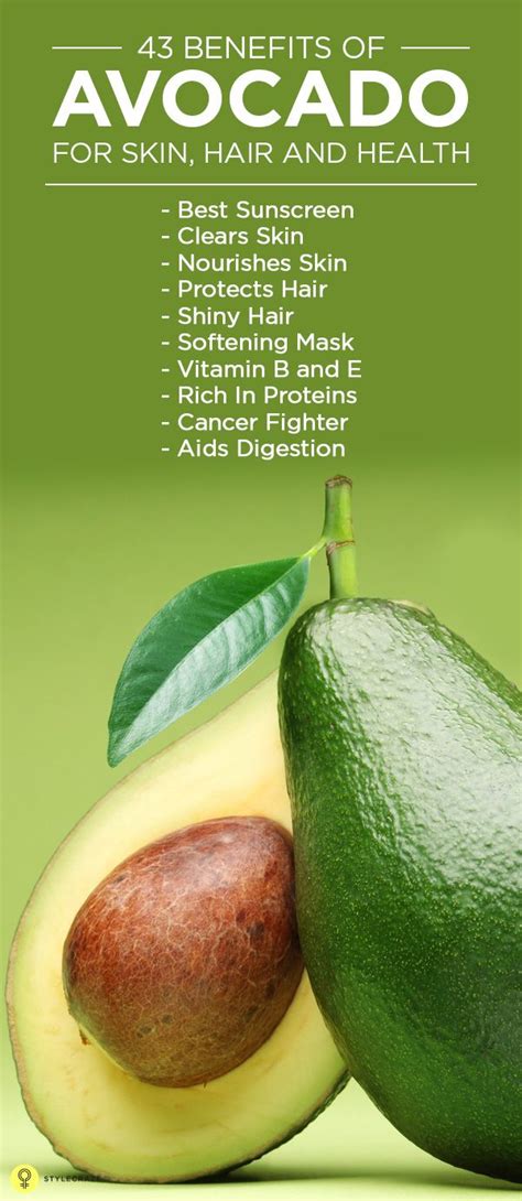 Stylized image of an avocado and its benefits for skin