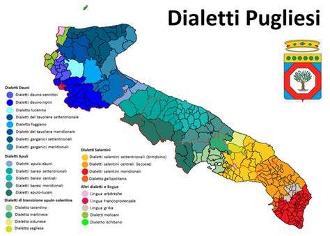 mappa linguistica dei dialetti pugliesi e foggiano