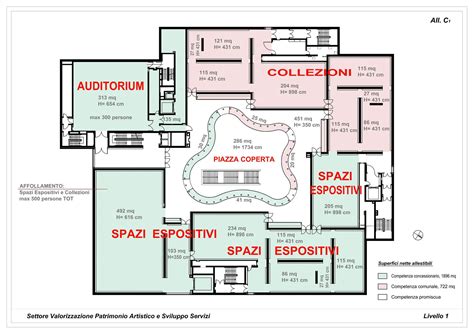 Infografica sulla disposizione interna delle sale e delle aree di studio della biblioteca