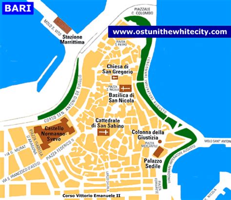 Mappa del centro storico di Bari con evidenziata Piazza Sant'Anselmo