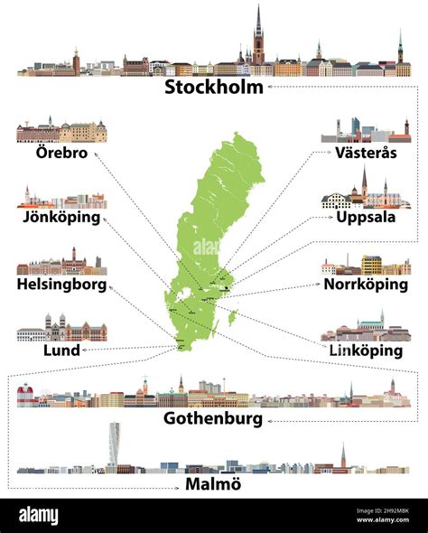 Mappa della Svezia con le principali città e regioni