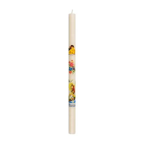 Candela battesimale con dettagli decorativi