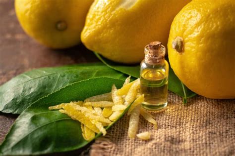 flaconi di aceto, limone e olio essenziale