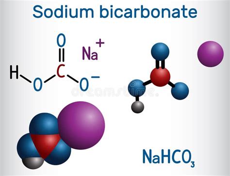 rappresentazione chimica e molecolare del bicarbonato di sodio