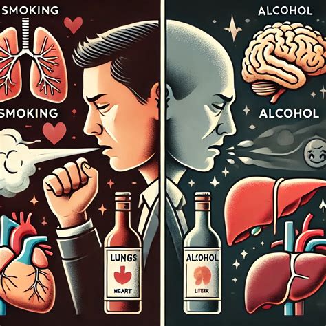 Immagine che illustra vari fattori di rischio come fumo, alcol, stress