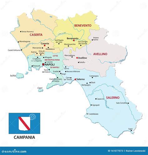 Mappa della Campania con evidenziato Caserta e le province limitrofe