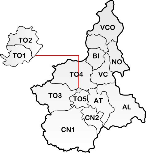 Mappa delle ASL coinvolte in Piemonte