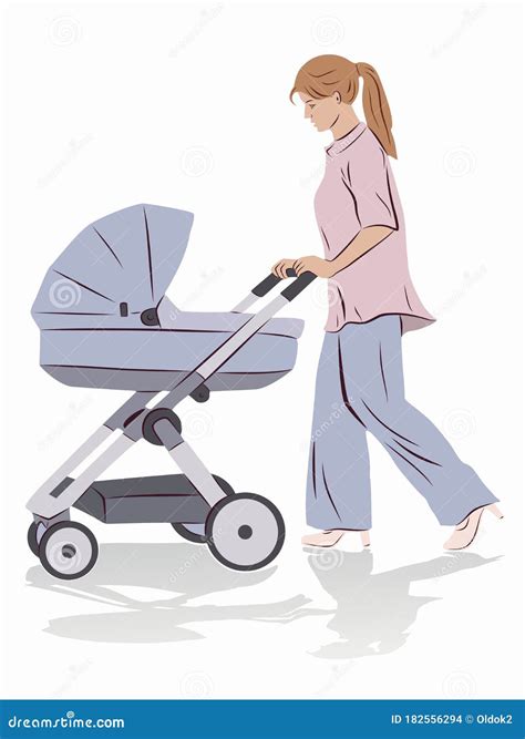 illustrazione stilizzata di un passeggino versatile in un ambiente cittadino