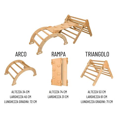 Arco Montessori combinato con Triangolo Pikler e rampa