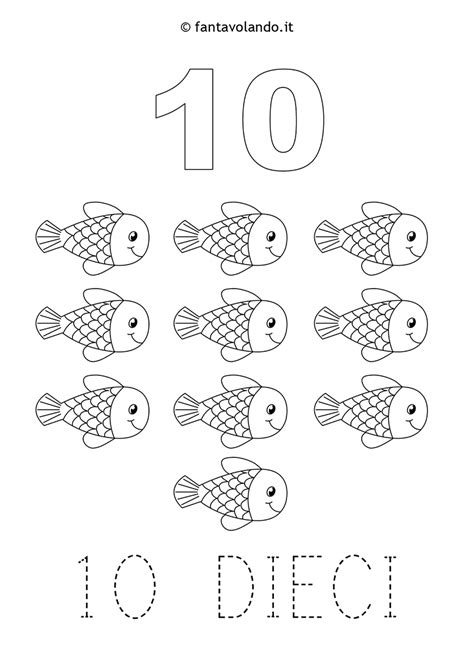 Disegni di numeri con elementi marini