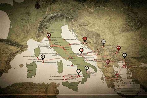 Una mappa che mostra le rotte dei treni verso i campi di concentramento