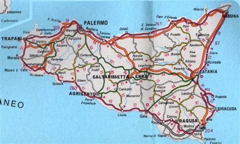 Mappa della Sicilia con le coste