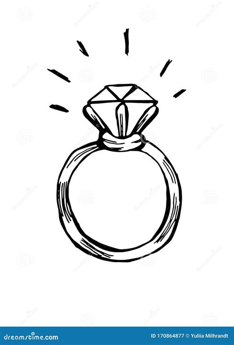 Disegno tecnico di un anello con diamante