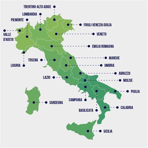 Mappa delle regioni italiane citate nelle opere di Antonio Giangrande