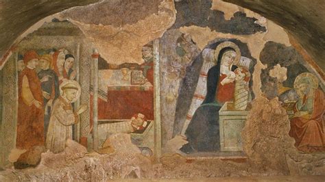 Affresco del presepio di Greccio con Madonna Lattante
