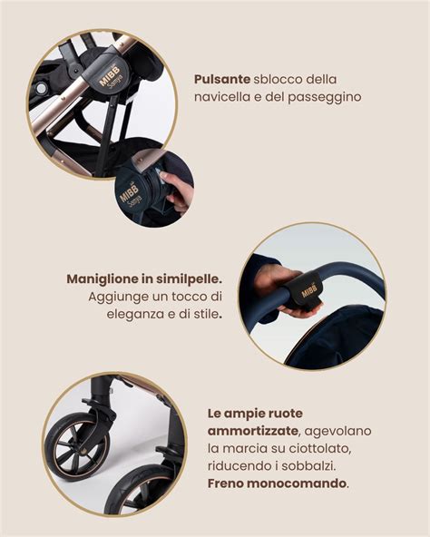 Dettaglio del Design Innovativo del Passeggino Mibb con le Luci LED Accese