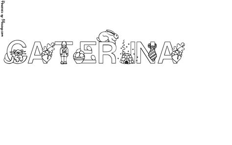Disegno stilizzato nome Caterina con elementi floreali