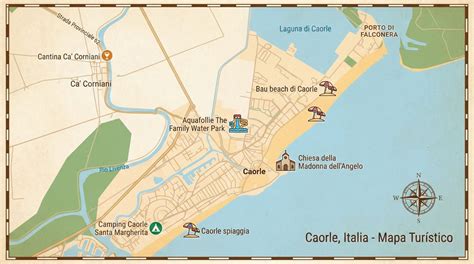 Mappa schematica delle spiagge di Caorle con indicazioni per passeggini